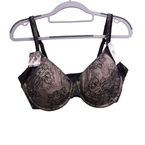 NEW Bali One Smooth U Side-Smoothing Underwire Bra Size 34D Black 6548 - Picture 1 of 6